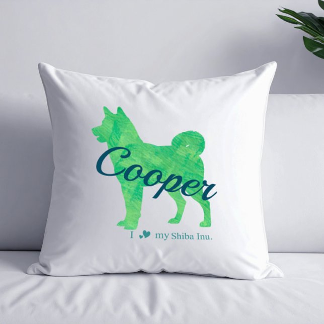 Custom Pastel Green Shiba Inu Silhouette Pillow (Creator Uploaded)