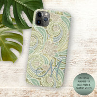 Custom Pastel Green Yellow Blue Pink Paisley Art