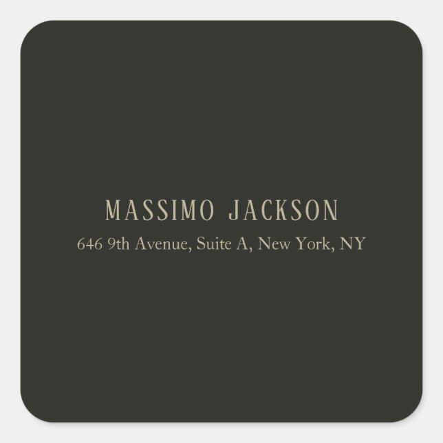 Custom pastel grey personalised minimalist name square sticker (Front)