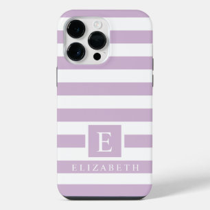 Custom Pastel Light Soft Purple White Stripes  iPhone 14 Pro Max Case