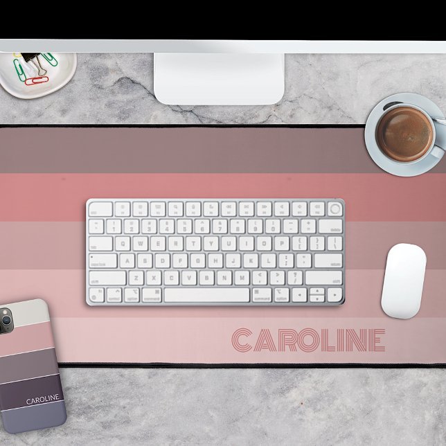 Custom Pastel Mauve Blush Pink Stripes Art Pattern Desk Mat (Creator Uploaded)