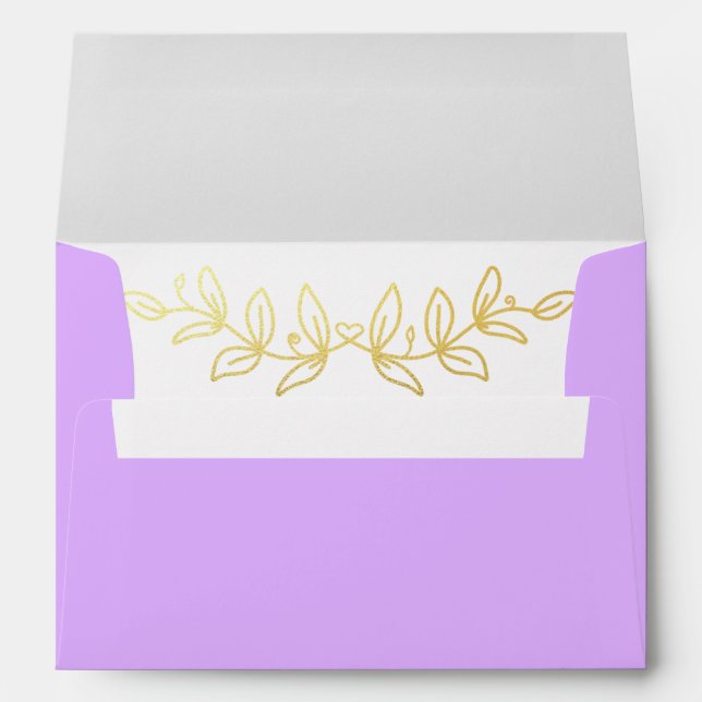 Custom Pastel Mauve Solid Colour Minimalist Gold  Envelope (Back (Bottom))