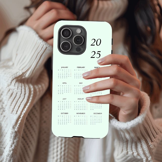 Custom Pastel Mint 2025 Calendar  Case-Mate iPhone Case (Creator Uploaded)