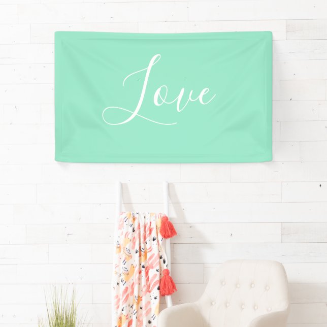 Custom Pastel Mint Solid Colour Minimalist Wedding Banner (Insitu)