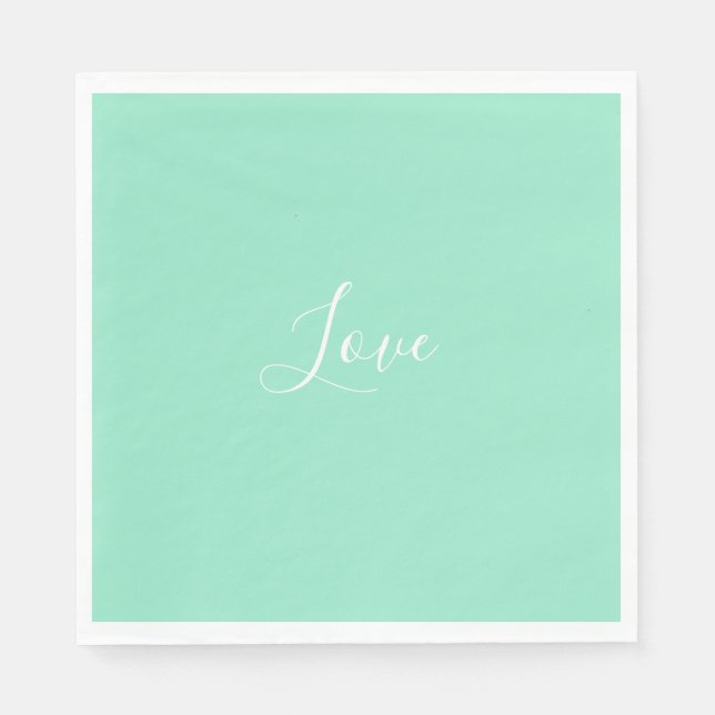 Custom Pastel Mint Solid Colour Minimalist Wedding Napkin (Front)