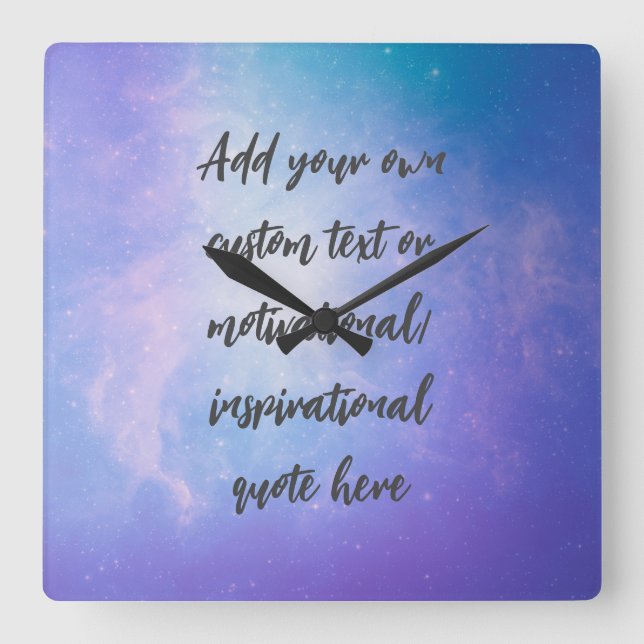 CUSTOM Pastel Motivational / Inspirational Quote Square Wall Clock (Front)
