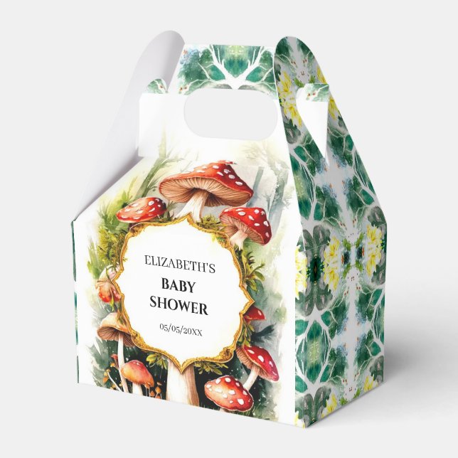 Custom Pastel Mushroom Baby Shower Favour Box (Front Side)
