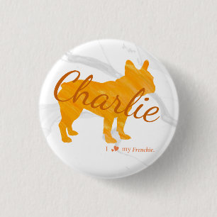 Custom Pastel Orange French Bulldog Button Badge 