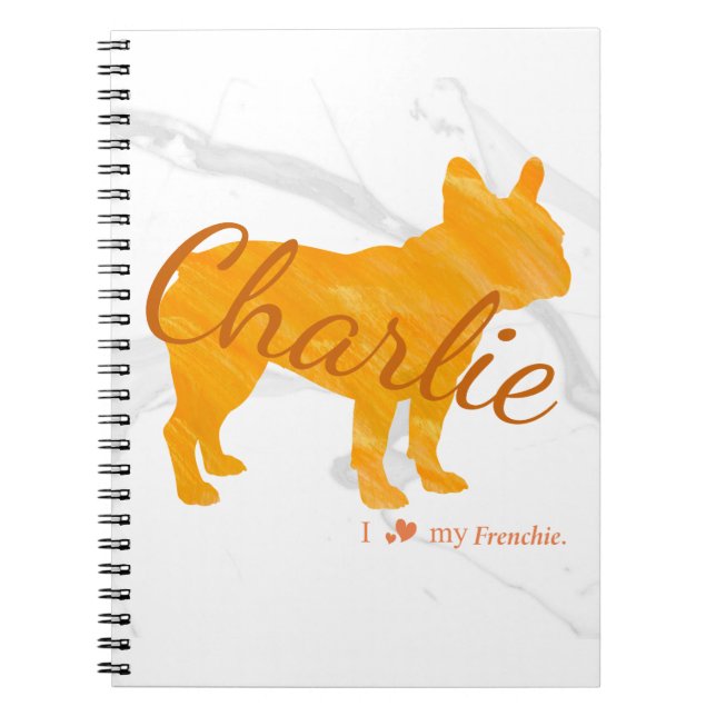 Custom Pastel Orange French Bulldog - Frenchie Notebook (Front)