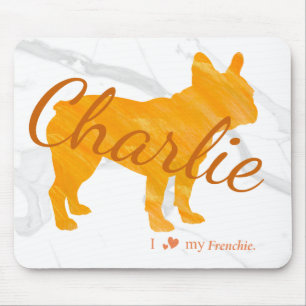 Custom Pastel Orange French Bulldog Mousepad 