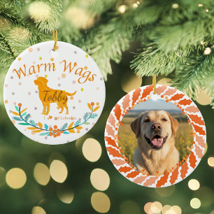 Custom Pastel Orange Labrador Retriever Christmas  Ceramic Ornament