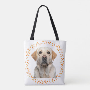 Custom pastel orange Labrador Retriever tote bag