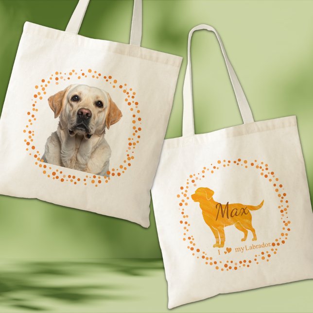 Custom pastel orange Labrador Retriever tote bag (Creator Uploaded)