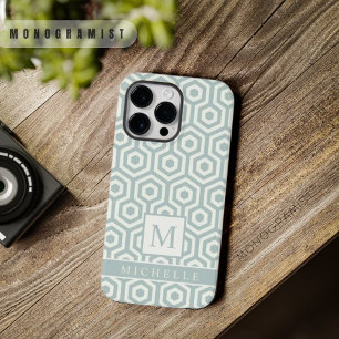 Custom Pastel Pale Soft Blue Grey White Geometric  Case-Mate iPhone 14 Pro Max Case