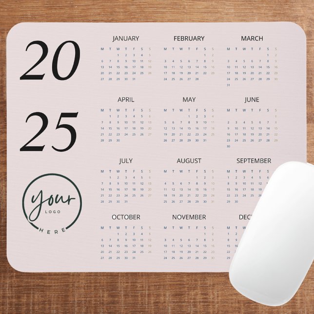 Custom Pastel Pink 2025 Calendar with Your Logo Mouse Pad (Creator Uploaded)
