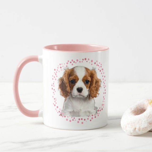Custom pastel pink cavalier mug Photo Personalised (With Donut)