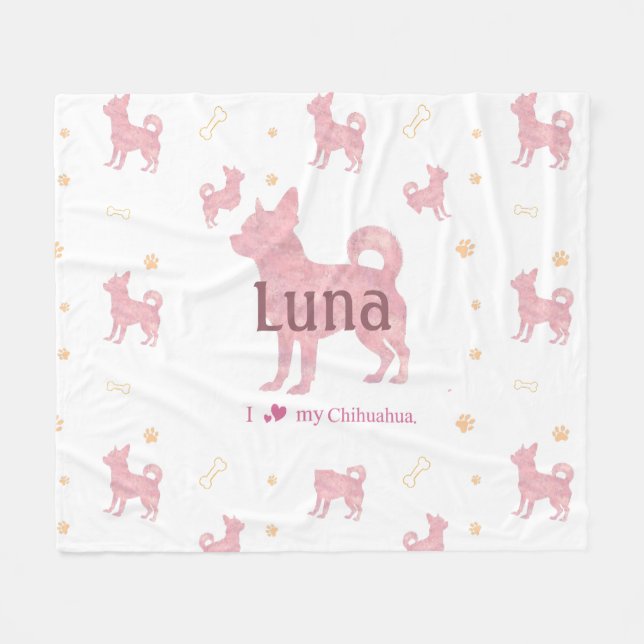 Custom Pastel pink chihuahua Silhouette blanket (Front (Horizontal))