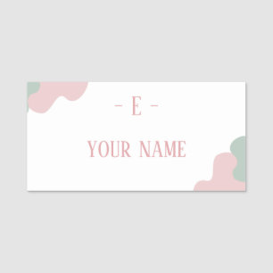 custom pastel pink clean simple name tag
