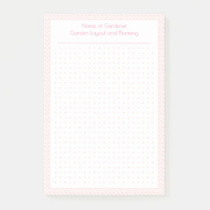 Custom Pastel Pink Dot Grid Garden Layout Planner Post-it Notes