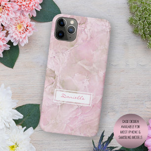 Custom Pastel Pink Grey Agate Marble Art Pattern iPhone 11 Pro Max Case
