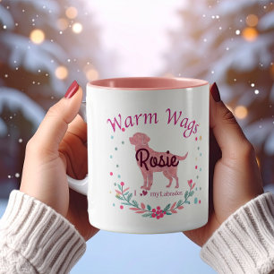 Custom Pastel Pink Labrador Retriever Christmas Mug