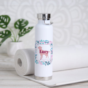 Custom pastel pink Labrador Retriever water bottle