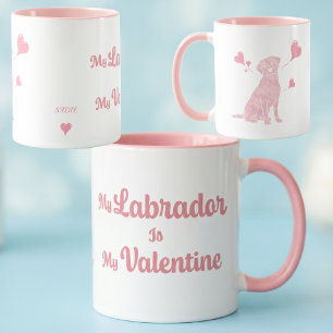 Custom Pastel Pink Labrador Valentine Mug, Name Mug