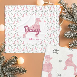 Custom Pastel Pink Poodle Christmas Blanket Gift