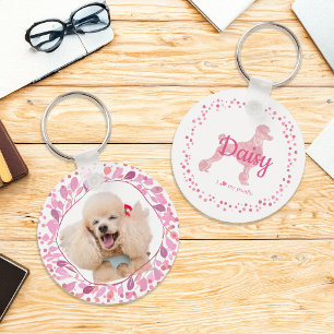 Custom Pastel Pink Poodle Silhouette  Keychain
