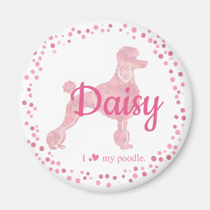 Custom Pastel Pink Poodle Silhouette Magnet