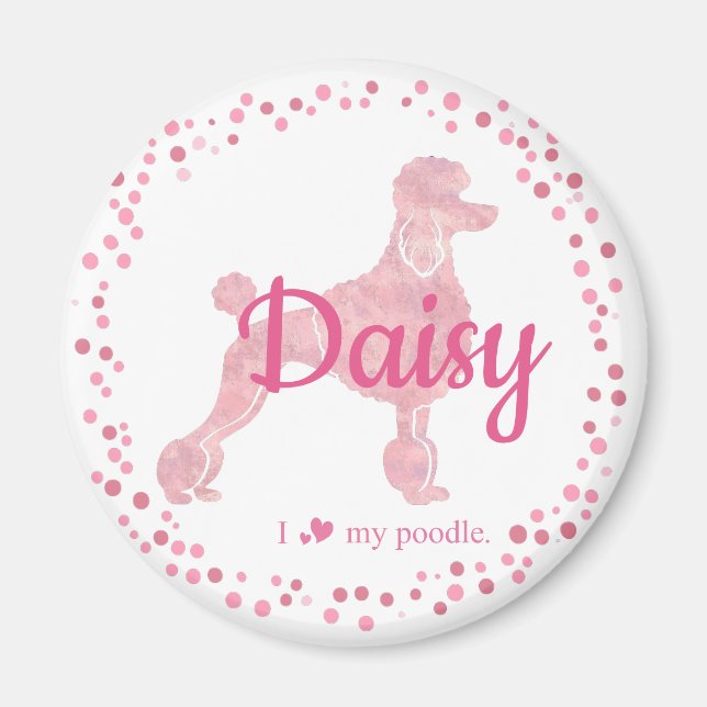 Custom Pastel Pink Poodle Silhouette  Magnet (Front)