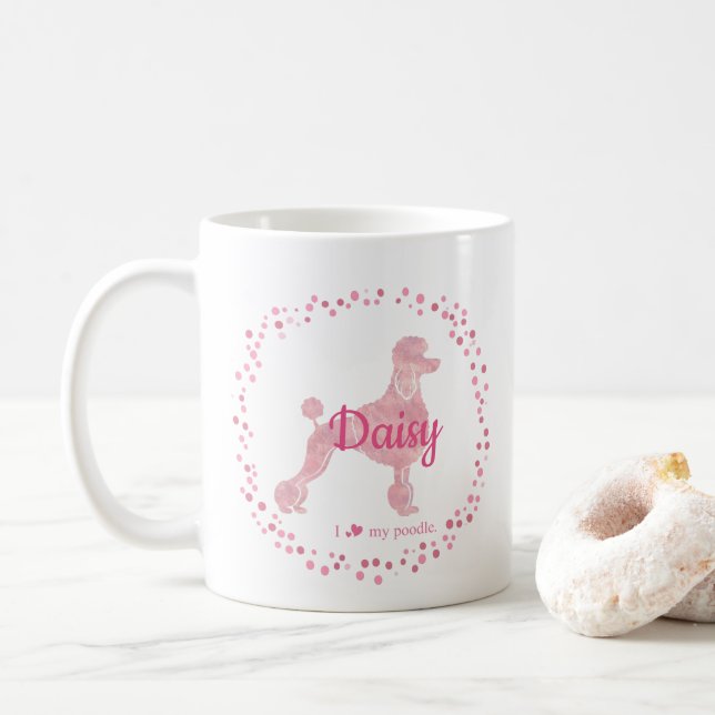Custom Pastel Pink Poodle Silhouette mug (With Donut)