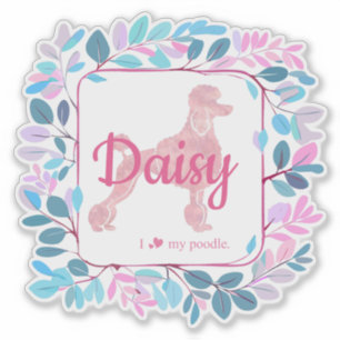Custom Pastel Pink Poodle Silhouette  Sticker