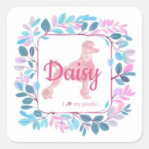 Custom Pastel Pink Poodle Silhouette  Sticker