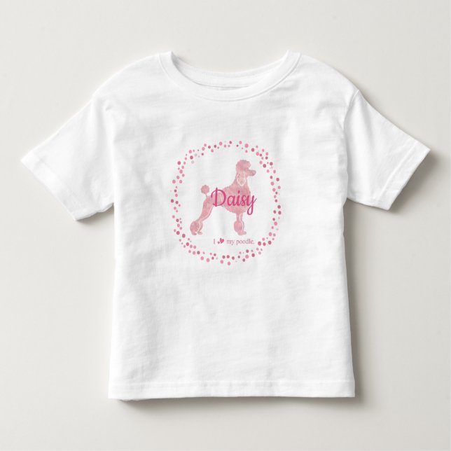 Custom Pastel Pink Poodle Silhouette T-shirt (Front)