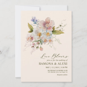 Custom Pastel Pink White Forever Love Wedding Invitation