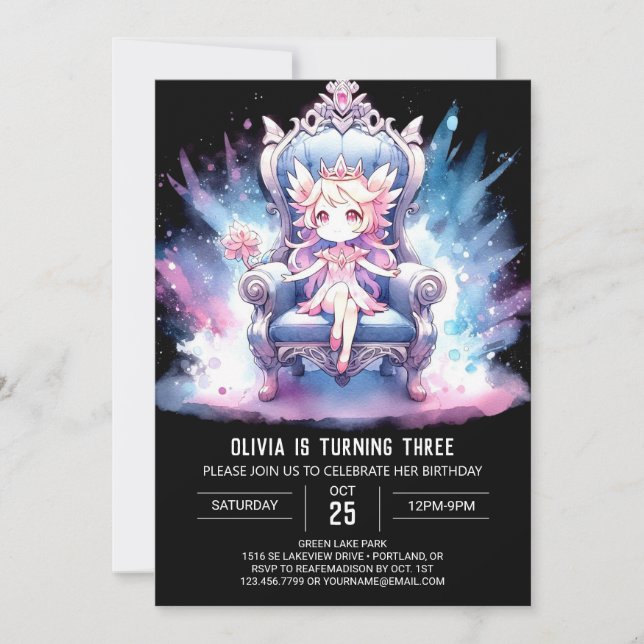 Custom Pastel Princess Birthday Invitation (Front)