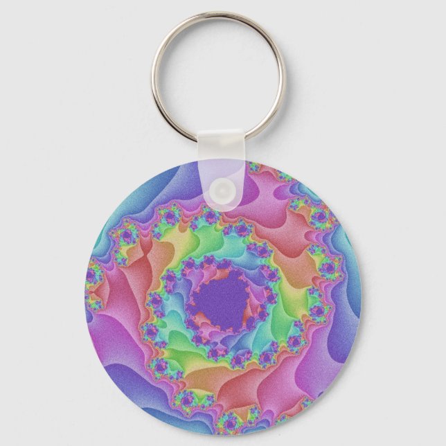 Custom Pastel Rainbow Spiral Keychain (Front)