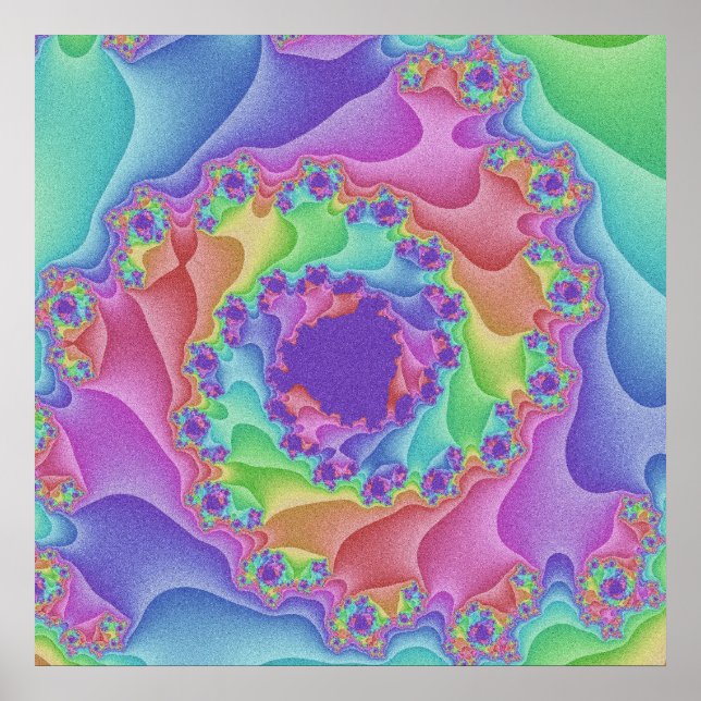 Custom Pastel Rainbow Spiral Poster (Front)