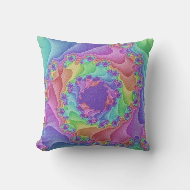 Custom Pastel Rainbow Spiral Throw Pillow (Front)