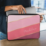 Custom Pastel Rose Blush Dusty Pink Striped Art Laptop Sleeve<br><div class="desc">Keep your new electronic device safe from scuffs and scratches with this stylish protective contemporary girly blush pink coloured striped water resistant neoprene laptop sleeve with zipper. With room to customise with name, monogram or initials of your choice. Beautiful, modern and cool cover for the trend-savvy and art-loving hip trendsetter,...</div>