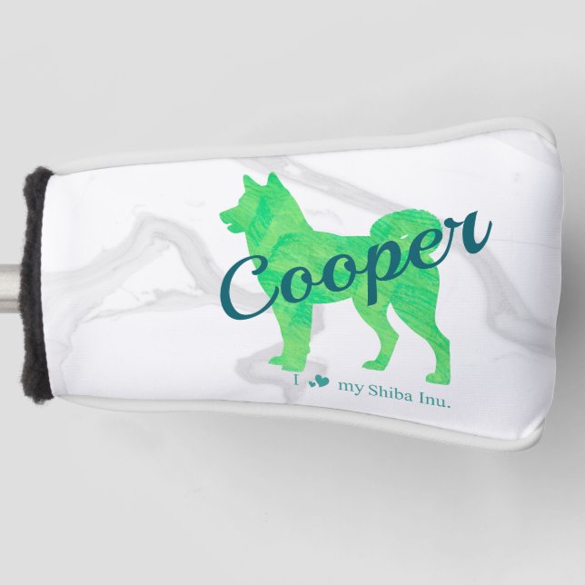 Custom Pastel Shiba Inu Silhouette Golf Cover (Front)