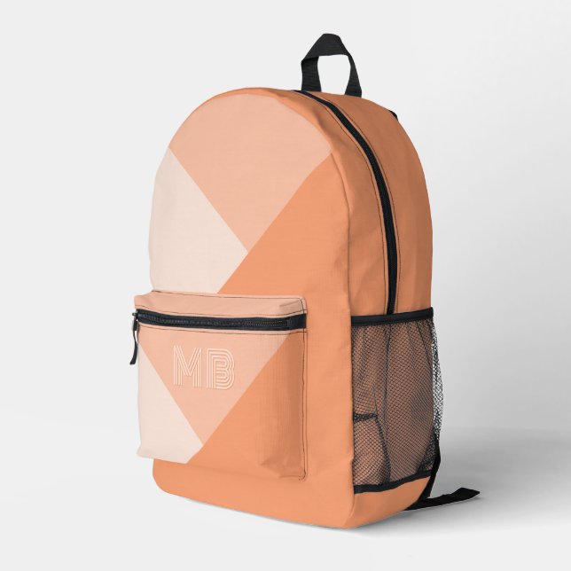 Custom Pastel Sunny Peach Summer Coral Orange Printed Backpack (Back Corner Right)
