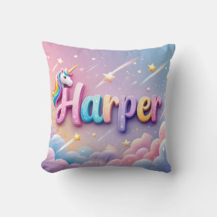 Custom Pastel Unicorn Name Pillow