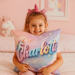 Custom Pastel Unicorn Name Pillow