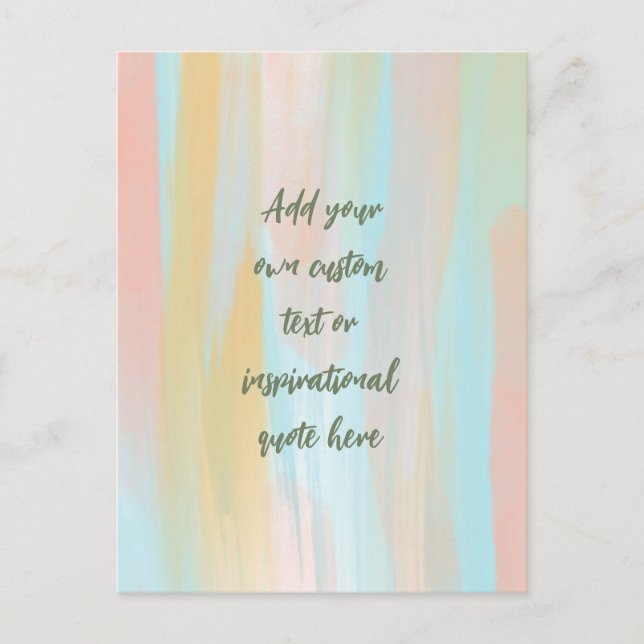 Custom Pastel Watercolor Motivational Quote Postcard (Front)