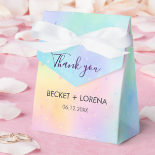 Custom Pastel Watercolor Rainbow Wedding Favor Box