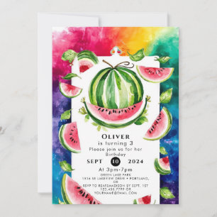 Custom Pastel Watermelon Birthday Invitation