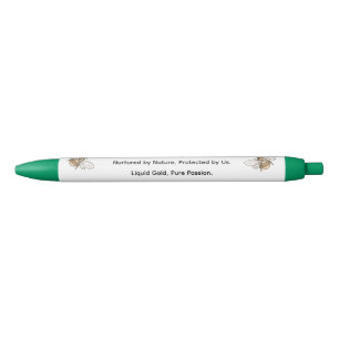Custom Pastel White &Green Cute Floral Ballpoint Blue Ink Pen