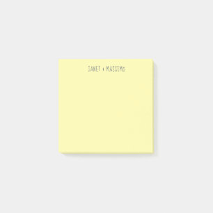 Custom pastel yellow personalised minimalist name post-it notes